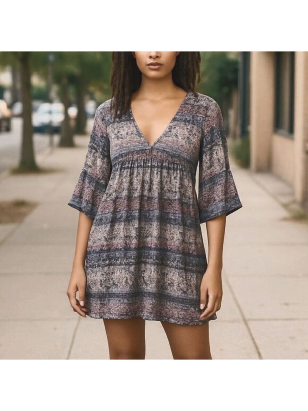 CHARMING CHARLIE Women's Vintage V -Neck Multicolor Summer Dress Size S